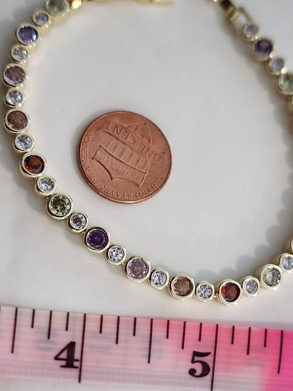 14k Gold Plated Multi-Color Gemstone Tennis Bracelet - Women Jewelry